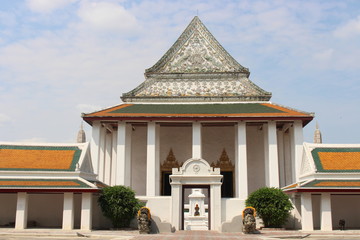 Fototapeta na wymiar Bangkok Province, Thailand - February 3, 2019: Travel at Wat Thepthidaram temple. Phra Nakhon, Bangkok, Thailand