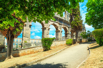 Fototapeta na wymiar Fantastic historic roman amphitheatre in Pula, Istria region, Croatia, Europe