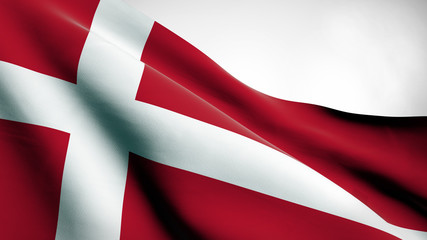 3D illustration of Kingdom of Denmark flag waving