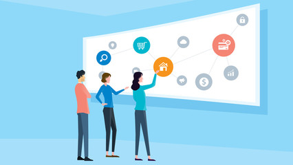 flat business team working and business concection concept