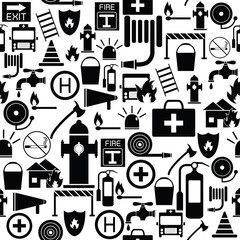 firefighter seamless pattern background icon.
