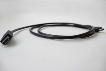 Fototapeta na wymiar Black hdmi cable on white background isolated