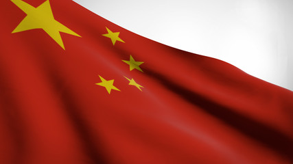 3D illustration of the Peoples Republic of China flag waving