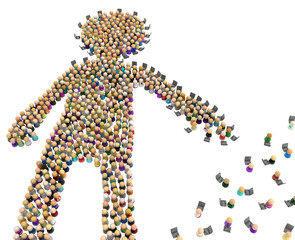 Cartoon Crowd Figure, Laptops Reach