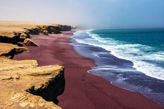 Awesome landscape of coastline of Pacific ocean in Paracas national park, Peru