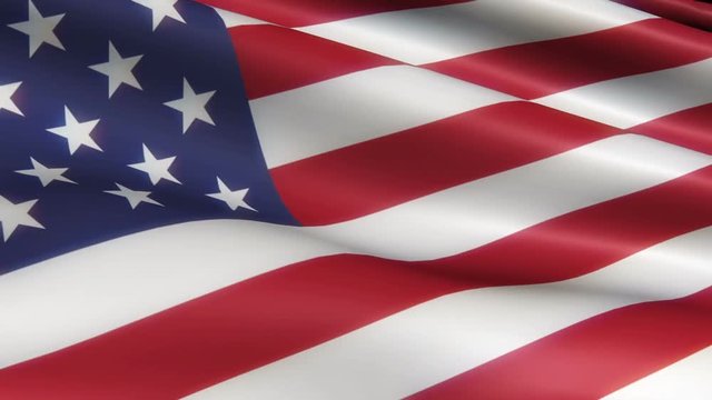 US memorial day american flag waving in breeze