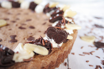hocolate chip cookie cake on white background