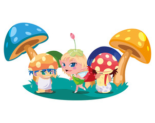 fungus elfs and fairy in the garden