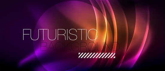 Glossy glowing neon light wave background