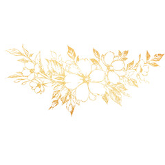 Golden rose hand-drawn illustration on a white background