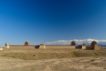 Jiayu pass close to the western end of Ming Dynasty Great Wall in Jiayuguan, Gansu province, China. Very important place in the times of Silk road. 