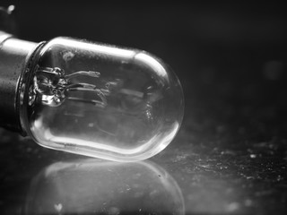 bulb light on black background, concept black light background