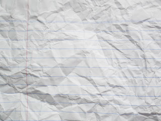 crumpled white paper background, old letter texture