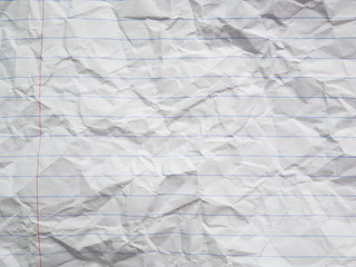 crumpled white paper background, old letter texture