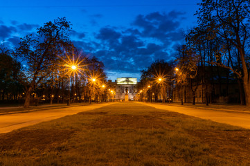 Saint Michael's Castle. Mikhailovsky Castle or Engineers' Castle at night. Saint Petersburg, Russia