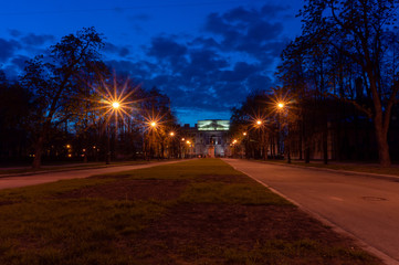 Saint Michael's Castle. Mikhailovsky Castle or Engineers' Castle at night. Saint Petersburg, Russia