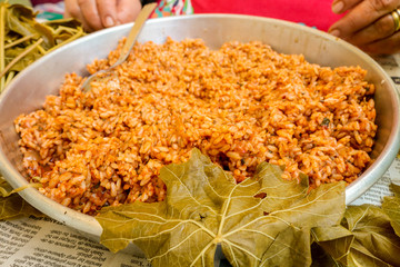 leaf wrap, food hand labor