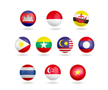 AEC, Asean Economic Community flag symbols.-image