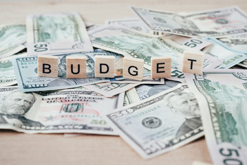 Dollar bills background and a word budget. Finance and invesment concept