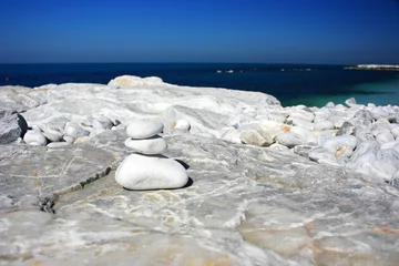 Fotobehang Zen Stenen White smooth stones by the sea  © kos1976