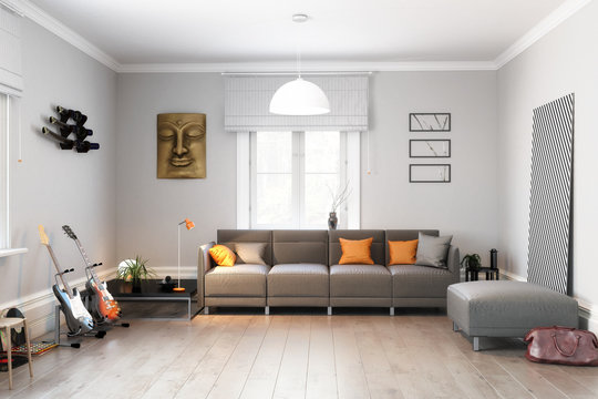 Sofa im Wohnzimmer - 3d Visualisierung