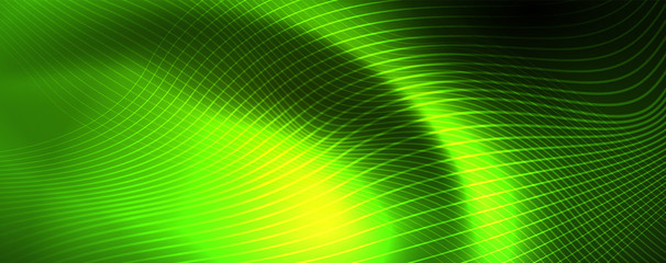 Shiny neon vector wave line abstract background, motion concept