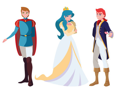 beautiful princess with princes of tales characters