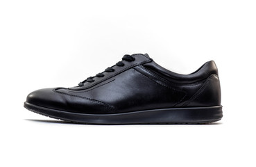 One black Man Shoe or Boot isolated on white Background