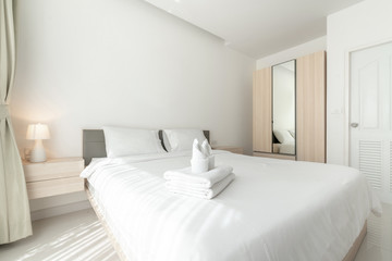 interior design in bedroom with bright space