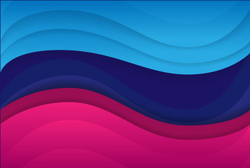 Abstract paper layers, pink and blue waves background