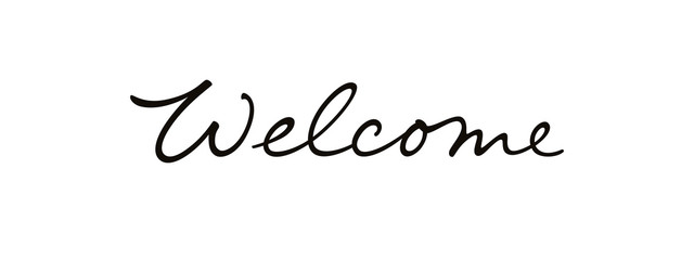 Welcome vector lettering. Handwritten text label. Freehand typography design