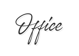 Office vector lettering. Handwritten text label. Freehand typography design