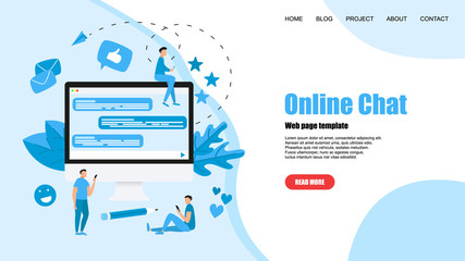 Web template with messenger. Online chat concept.