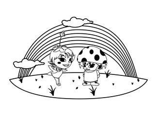 beautiful magic fairy and fungu elf in the garden