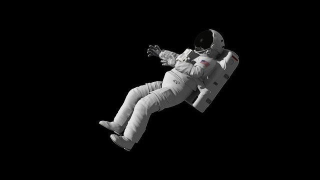 Astronaut soars in space on a transparent background.