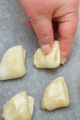 Spread the cottage cheese cookies on a baking sheet before cooking in the oven