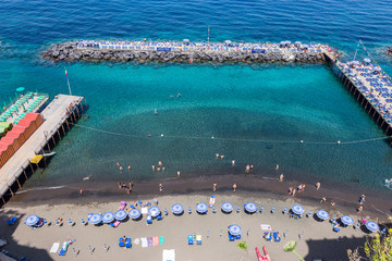 Sorrento, Italy. 04-25-2019. Aerial view of a beach at Sorrento. Italy.