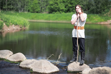 A man in ethnic clothes is a Scandinavian