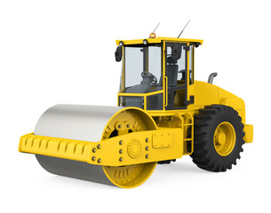 Yellow Road Roller Isolated