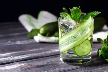 Infused cucumber drink with mint. Detox water.