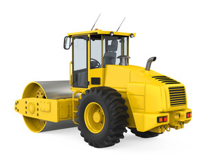 Yellow Road Roller Isolated