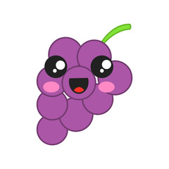 Grapes cute kawaii vector character