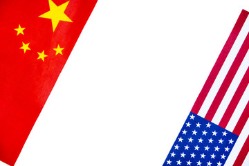 USA and China flags symbol for tariff trade war crisis between United States and China who conflict...
