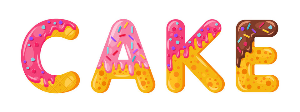 Donut cartoon cake biscuit bold font style