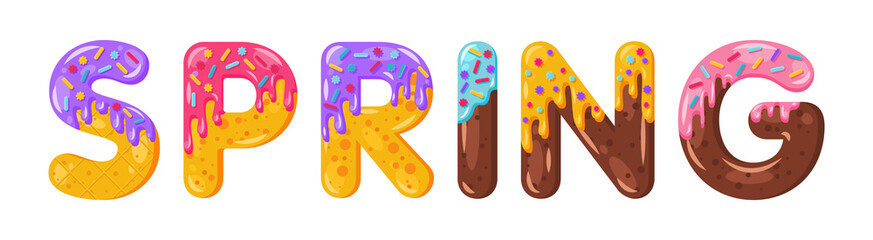 Donut cartoon spring biscuit bold font style