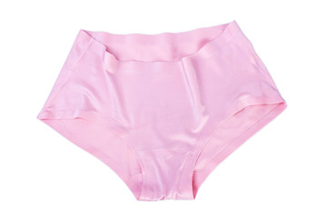 pink satin panties on white background