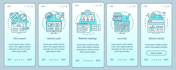 Web consulting onboarding mobile app page screen vector template