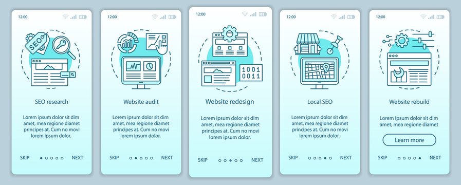 Web consulting onboarding mobile app page screen vector template