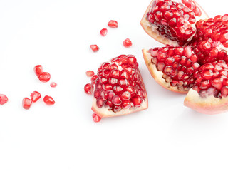 Red pomegranate fruit, isolated on a white background