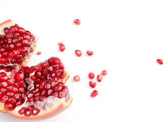 Red pomegranate fruit, isolated on a white background